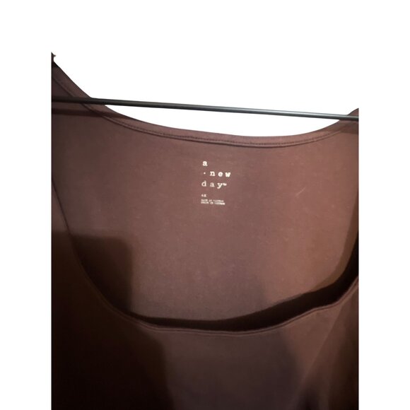 Ruffled Sleeve Square Neck Top By A New Day 4X Brown Cotton & Polyester Blend NW - Picture 2 of 6